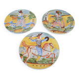 3 old majolica plates from montelupo signature hand decor