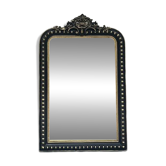 Miroir ancien 120/77cm Louis-Philippe à fronton et perlé époque Napoléon III, trumeau cheminée