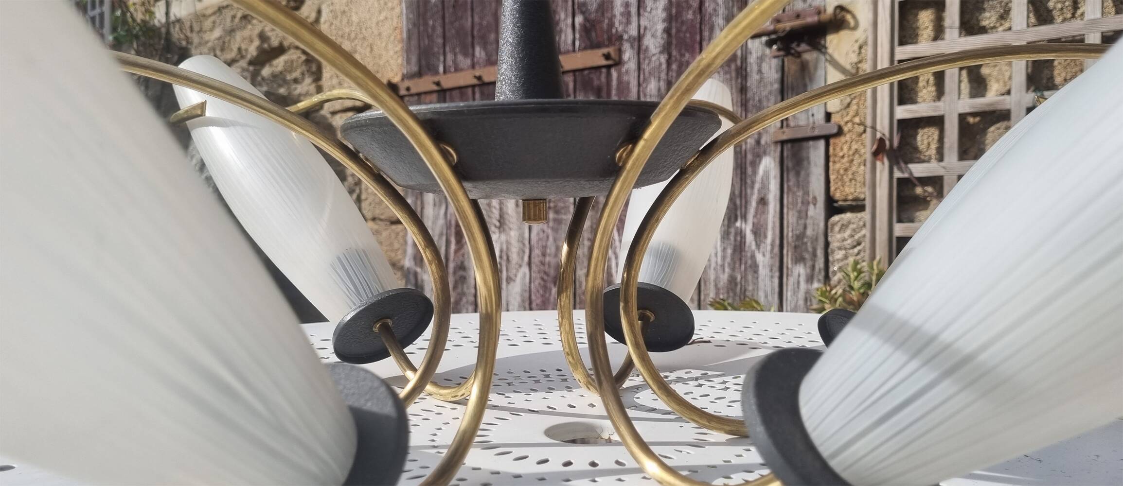 Lunel chandelier, Production Royal Lumières, vintage, 1950s