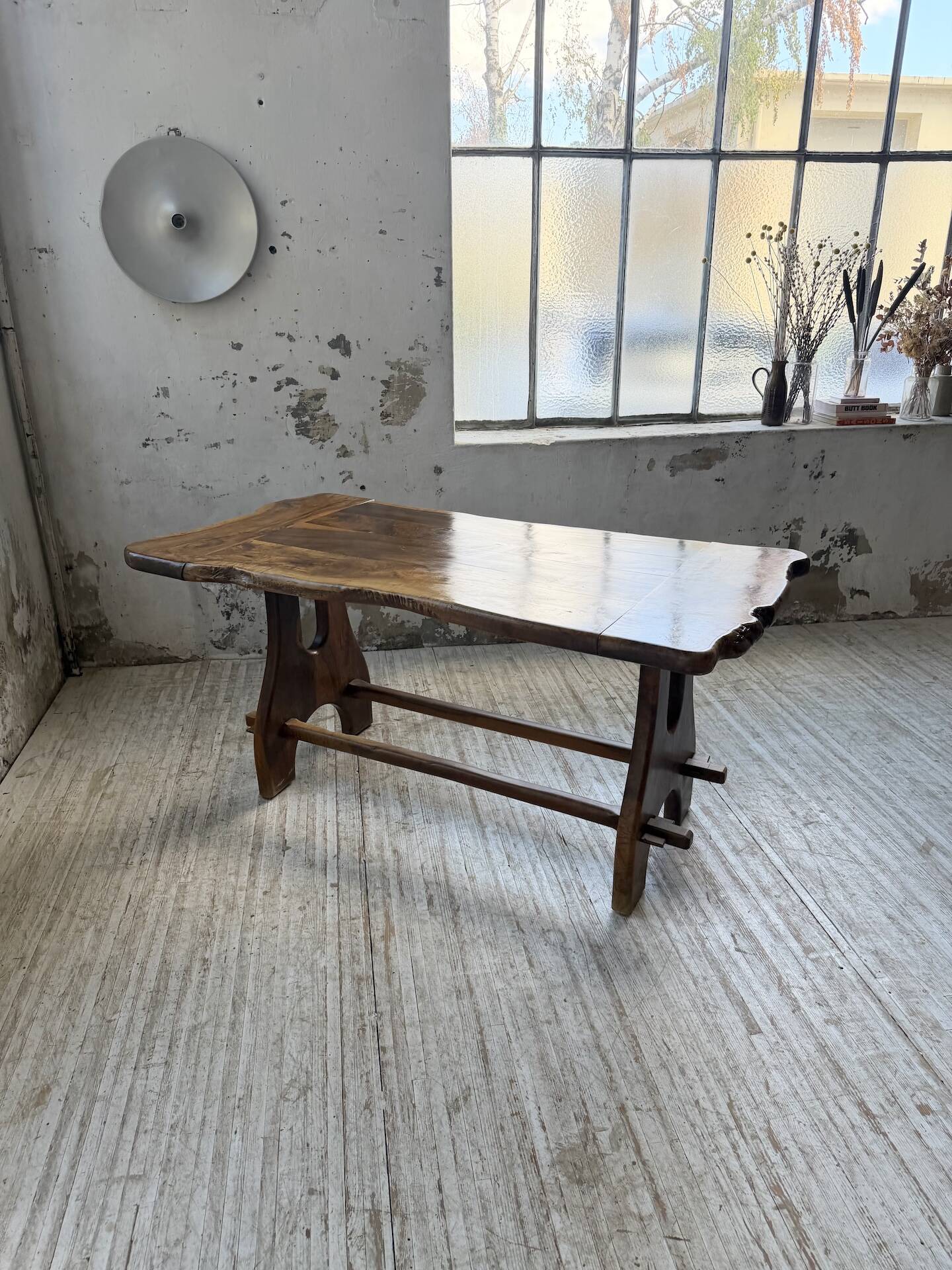 Dining table in solid olive wood Maison Skela 1960