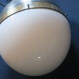 Large Hicks bronze and glass ball pendant light, USA