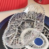 Vintage 60s molded crystal oval dish