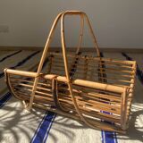 Vintage rattan log holder