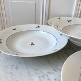Set of 5 hollow plates Made in France registered model "Czech" 50s-60s