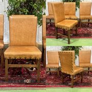 Set of 4 English beech chairs with faux leather from the 1980s.