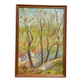 Tableau, peinture à l'huile, paysage signé