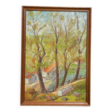 Tableau, peinture à l'huile, paysage signé