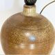 XXL Pied de Lampe vintage en grès marron et abat-jour en ruban beige 1970