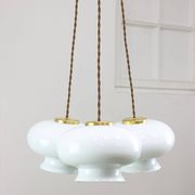 Mid-Century Italian Opaline Glass & Brass Pendant Lamp, set of 3