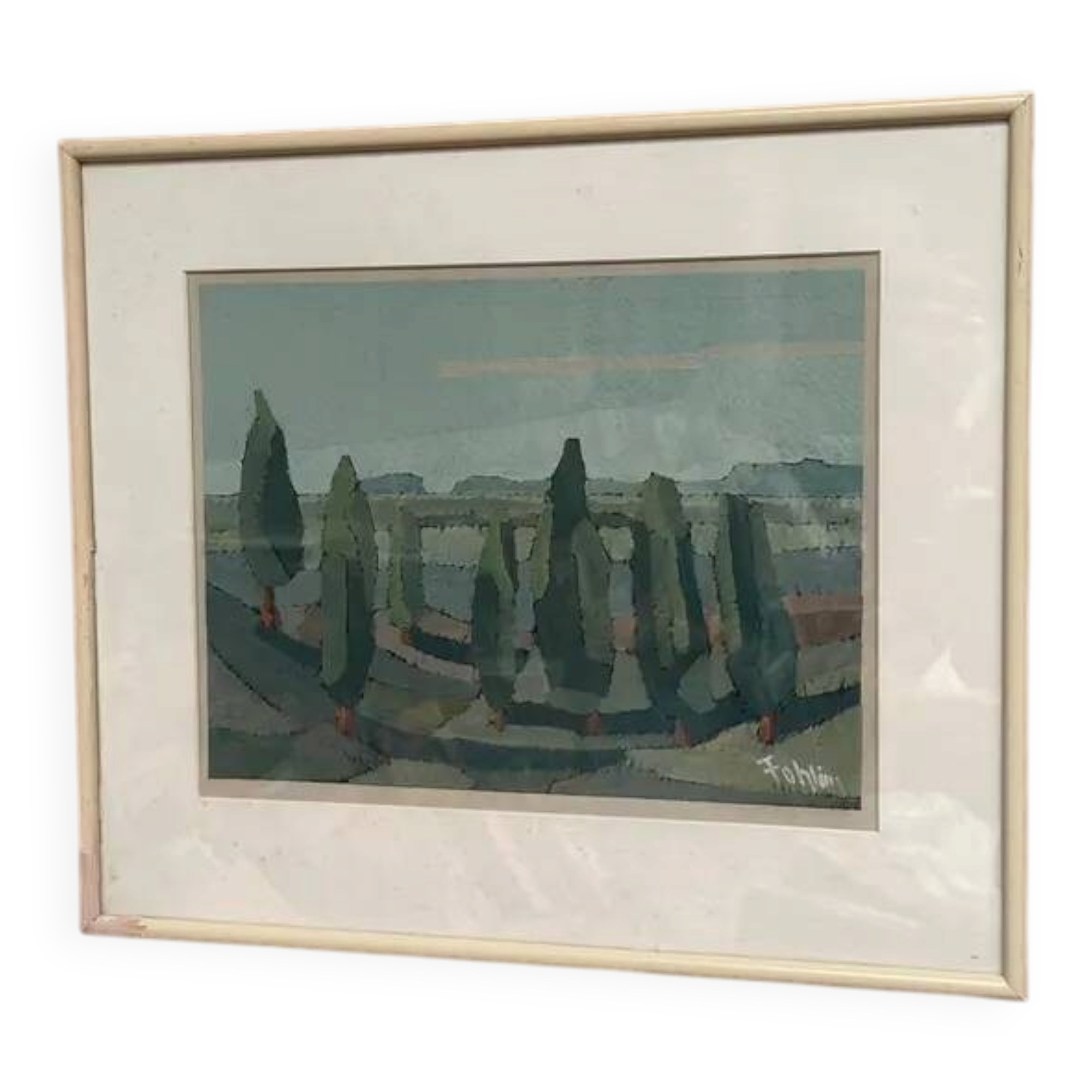 Original Swedish Oil on Paper – “Trees” by Gunnar Fohlin – Signed –