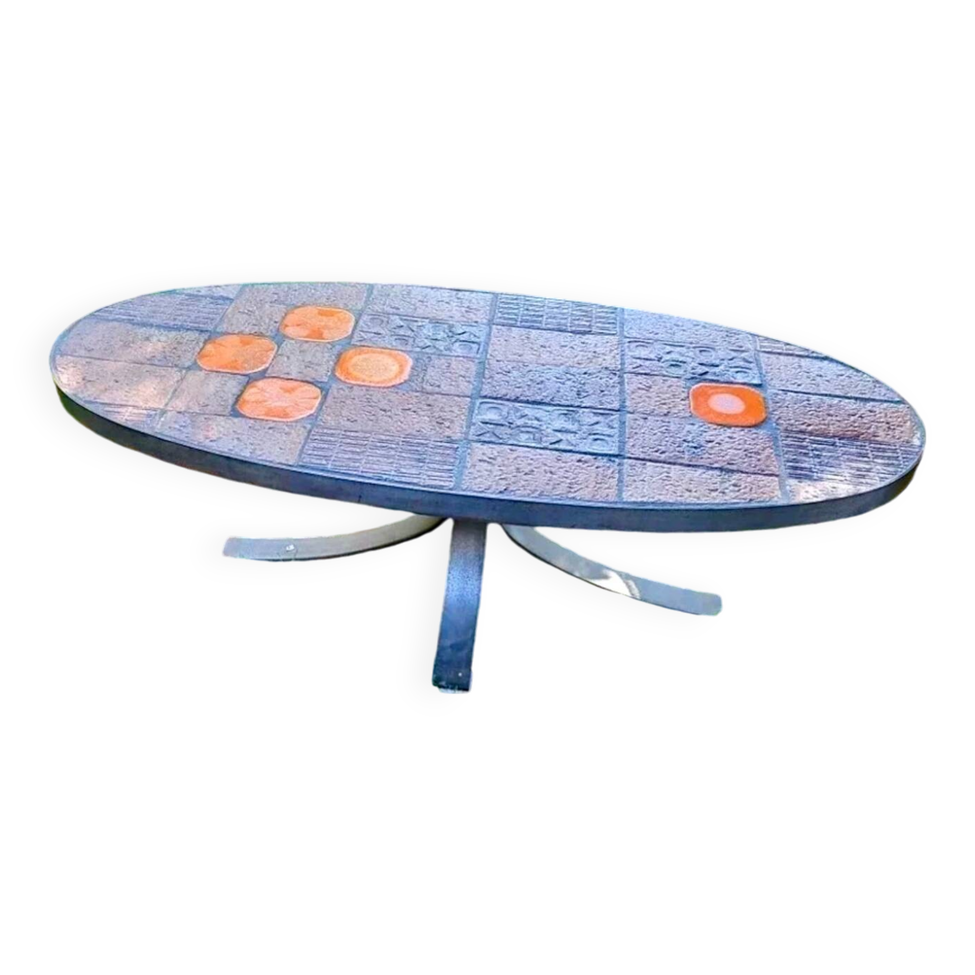 Jean Jaffeux ceramic coffee table vintage design 60-70-80