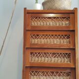 Wood and rattan scandinavian dresser