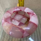 Pink and white onyx ashtray
