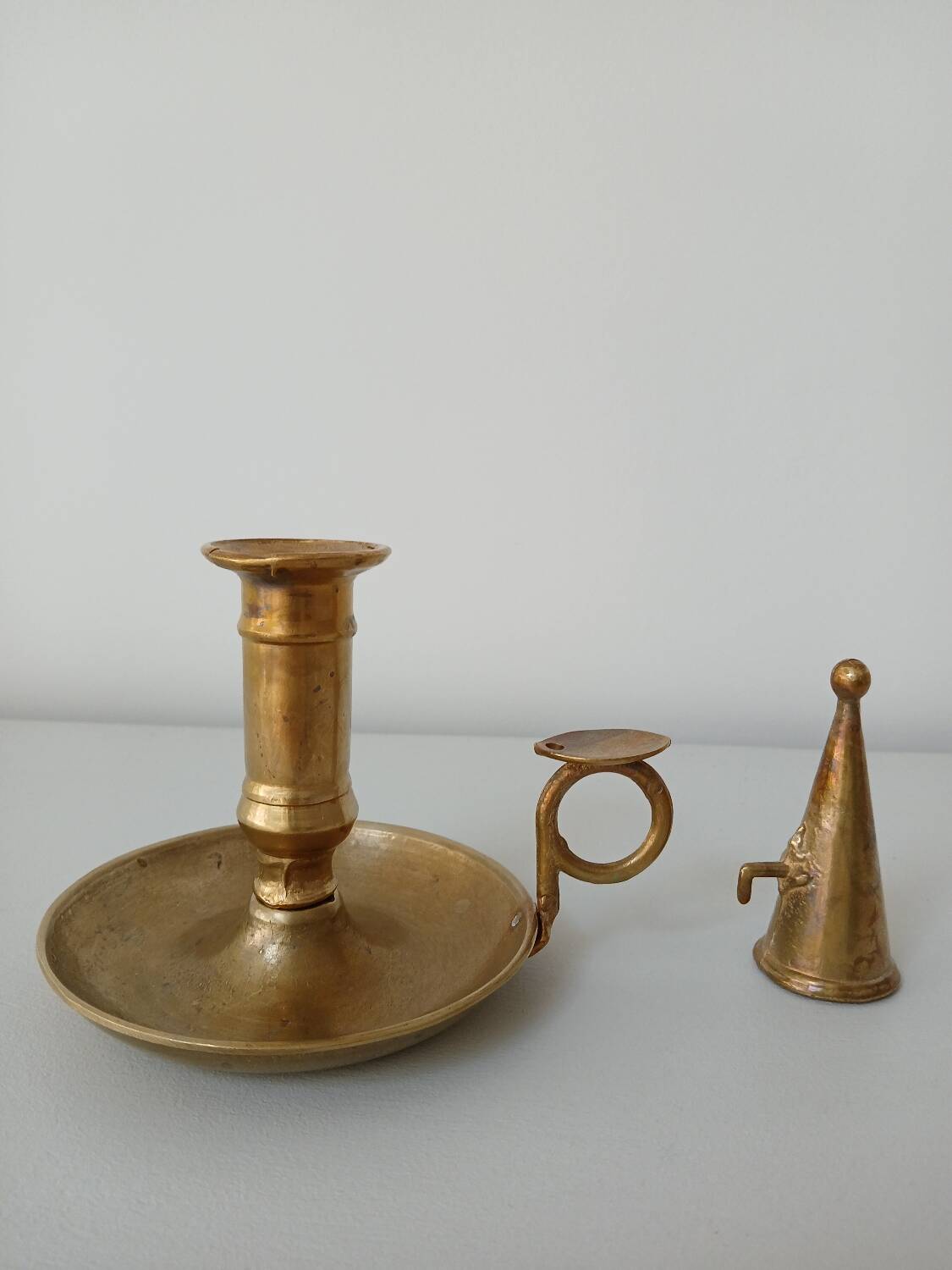Set of 2 brass cellar rat candlesticks