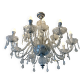Lustre 10 lumières en verre à guirlandes, style rocaille
