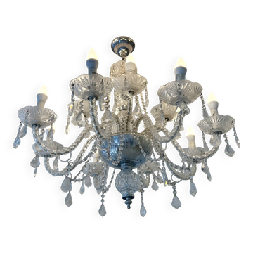 Glass chandelier with garlands, rococo style, 10 lights