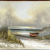 Seascape boat dunes of Sauveterre, Vendée - signature to identify, twentieth