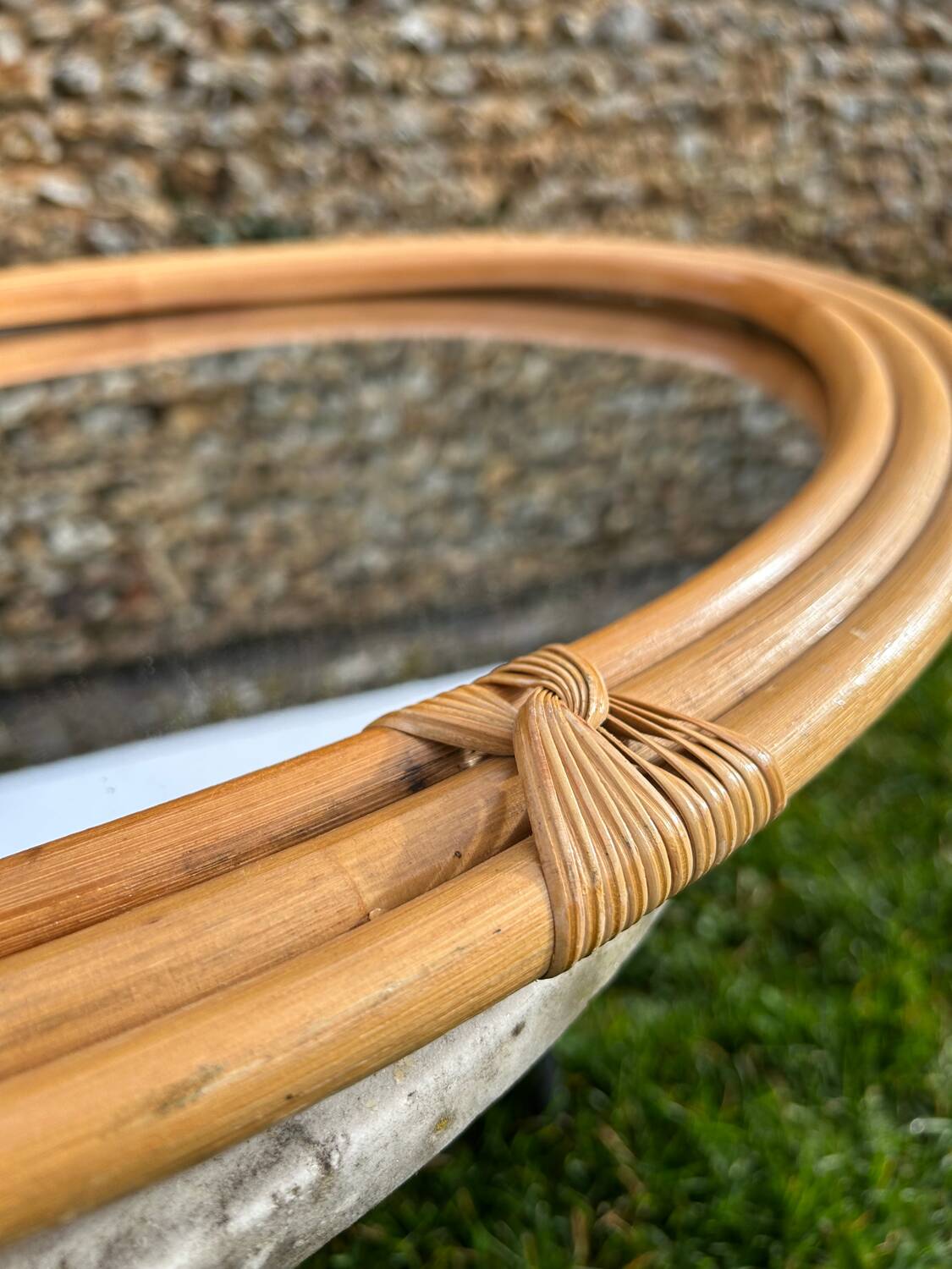 Vintage 1970s bamboo mirror