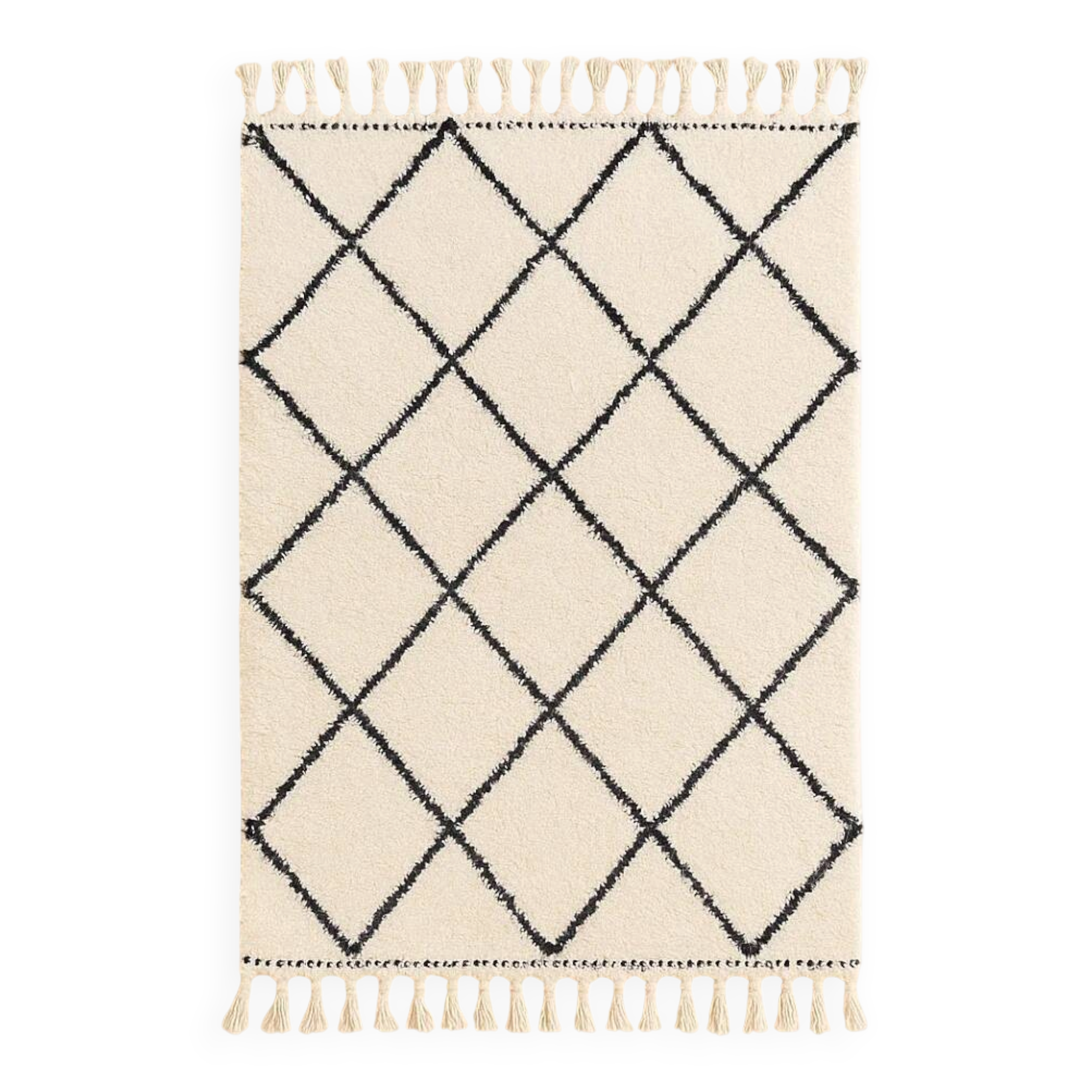 Carpet beni ourain cream with black diamonds wool