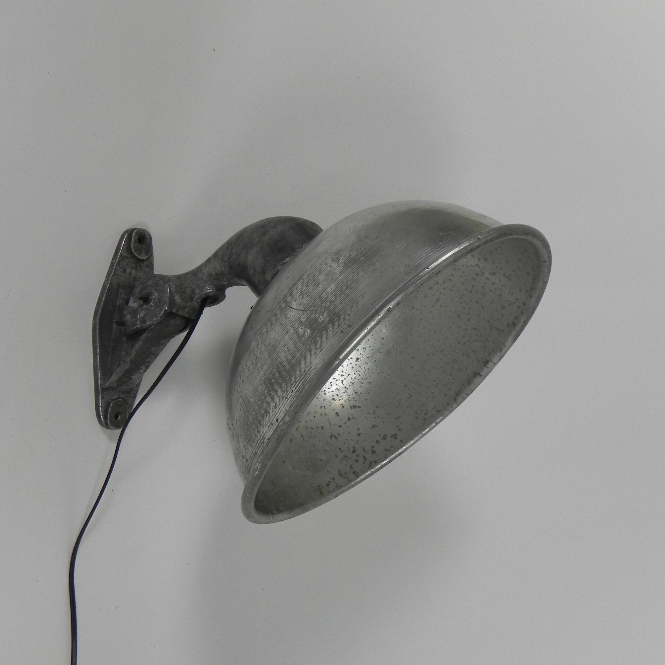 Industrial aluminum street lamp, wall lamp, 1950s