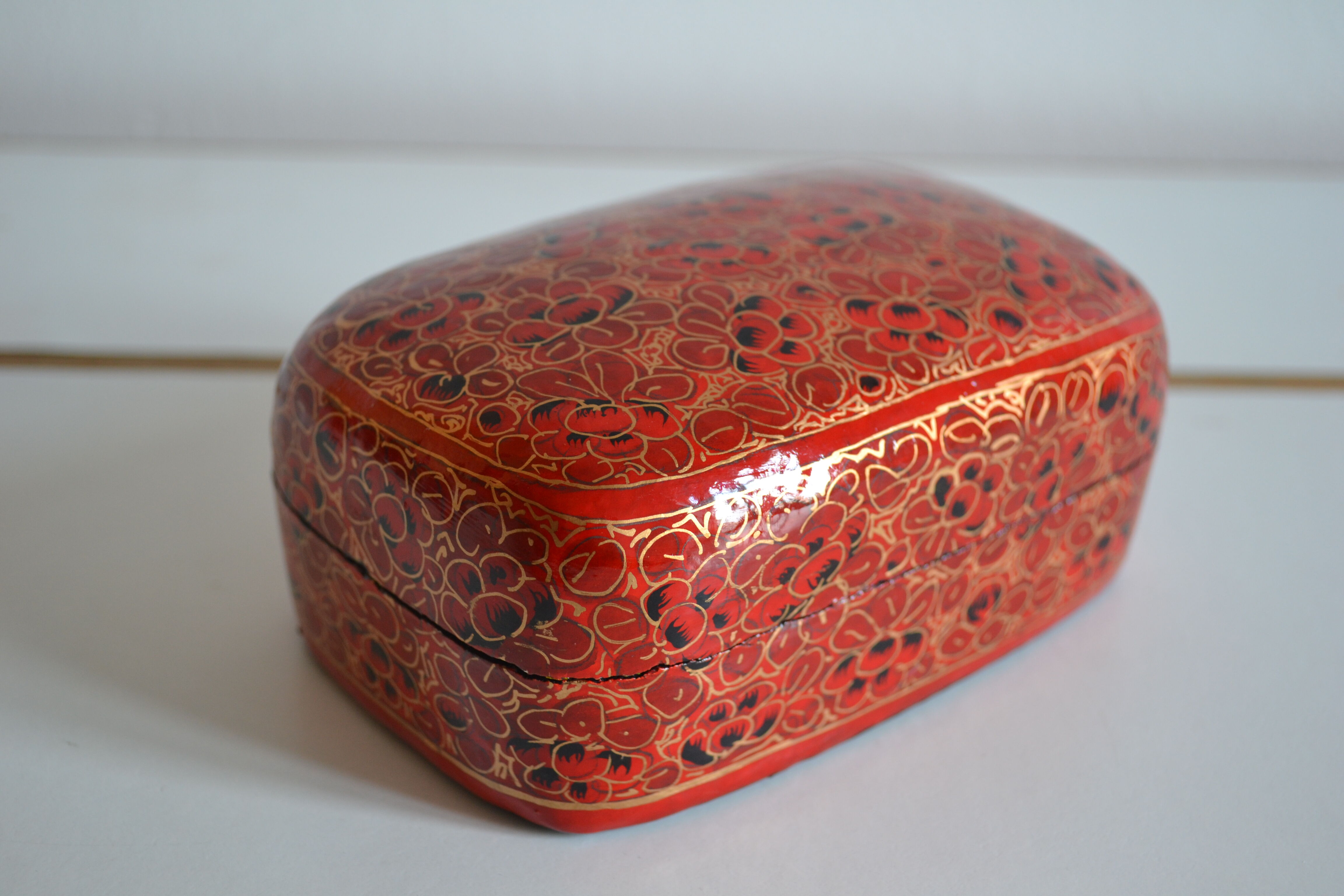 Boite a bijoux papier mache peint a la main inde xxe