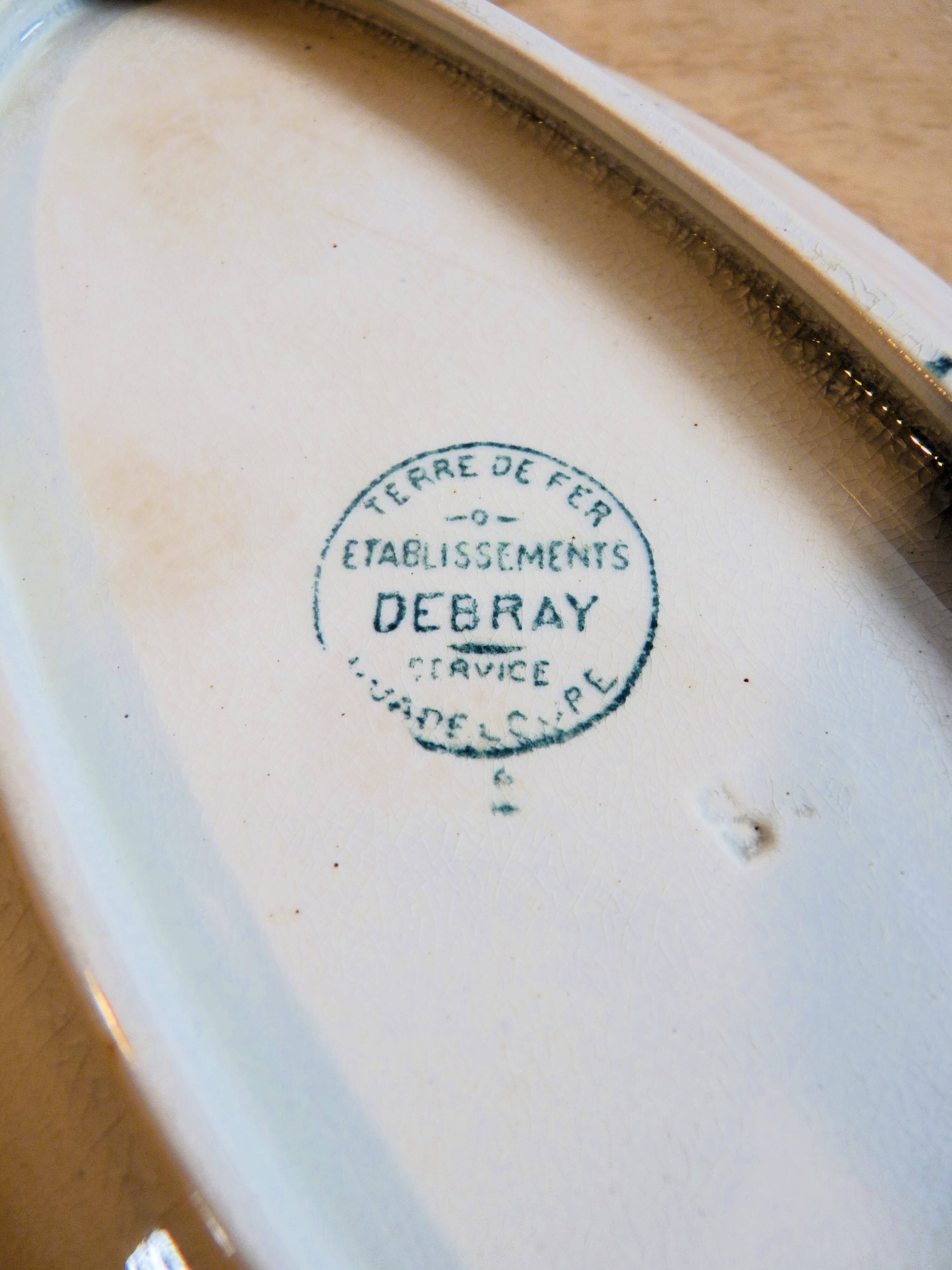 Oval ravier dish with floral decoration - "Guadeloupe" Terre de fer - Debray