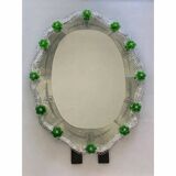 Venetian Murano Glass Oval Floral Wall Mirror – Hand-Carved Italian Art