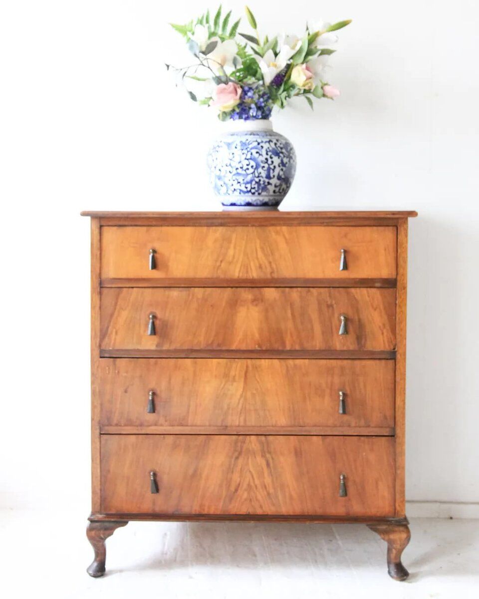 Antique walnut bedroom chest of drawers