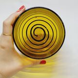 Vintage Murano Vase Mid Century Blown Glass Yellow Brown Spiral Style Ve