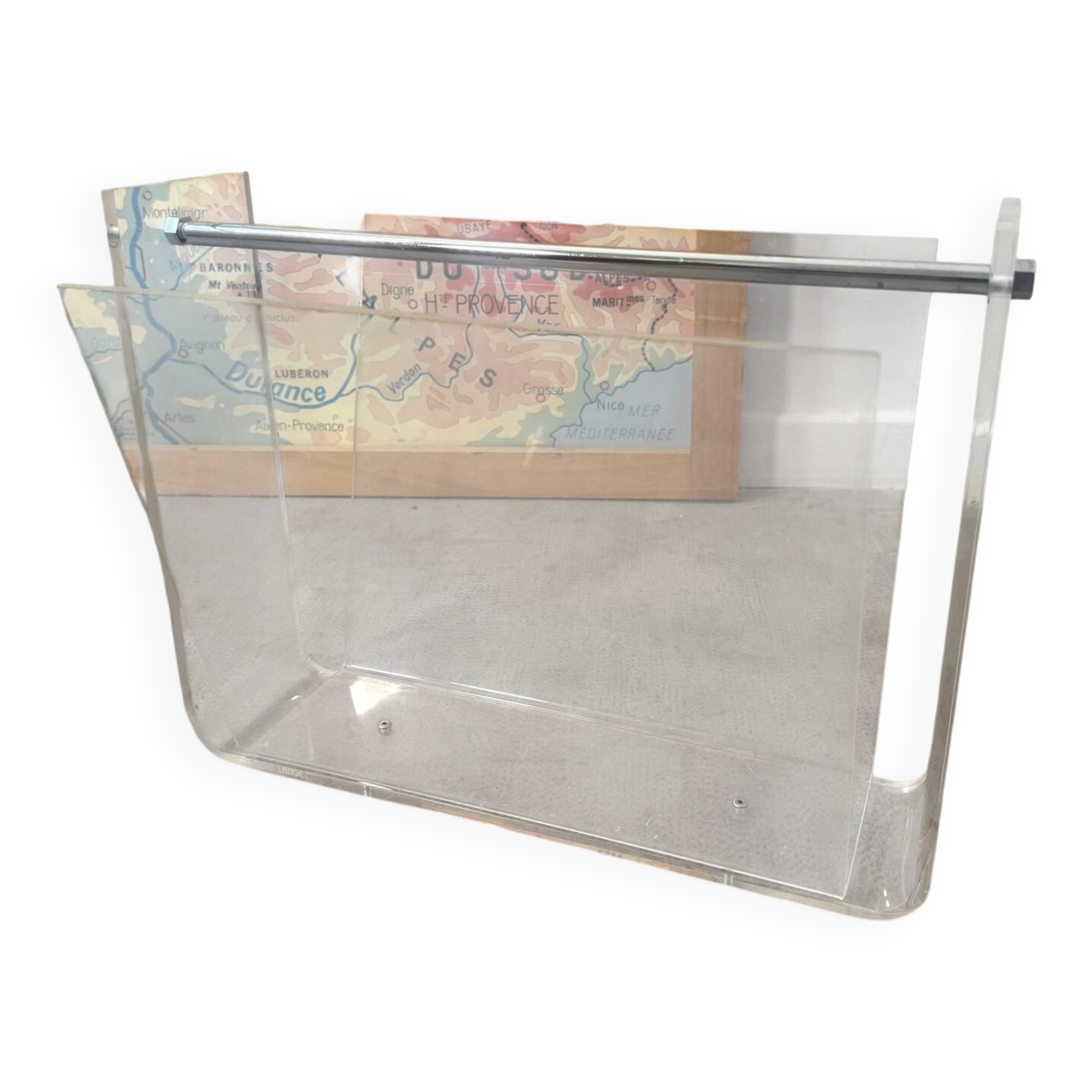 David Lange magazine rack in transparent Plexiglas