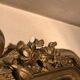 Large antique mirror with flagship shell in wood and gilded stucco