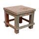 Old small workshop bedside table in Burmese teak original blue patina / ideal in fifth wheel p