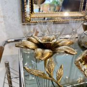 Bougeoir fleur en laiton