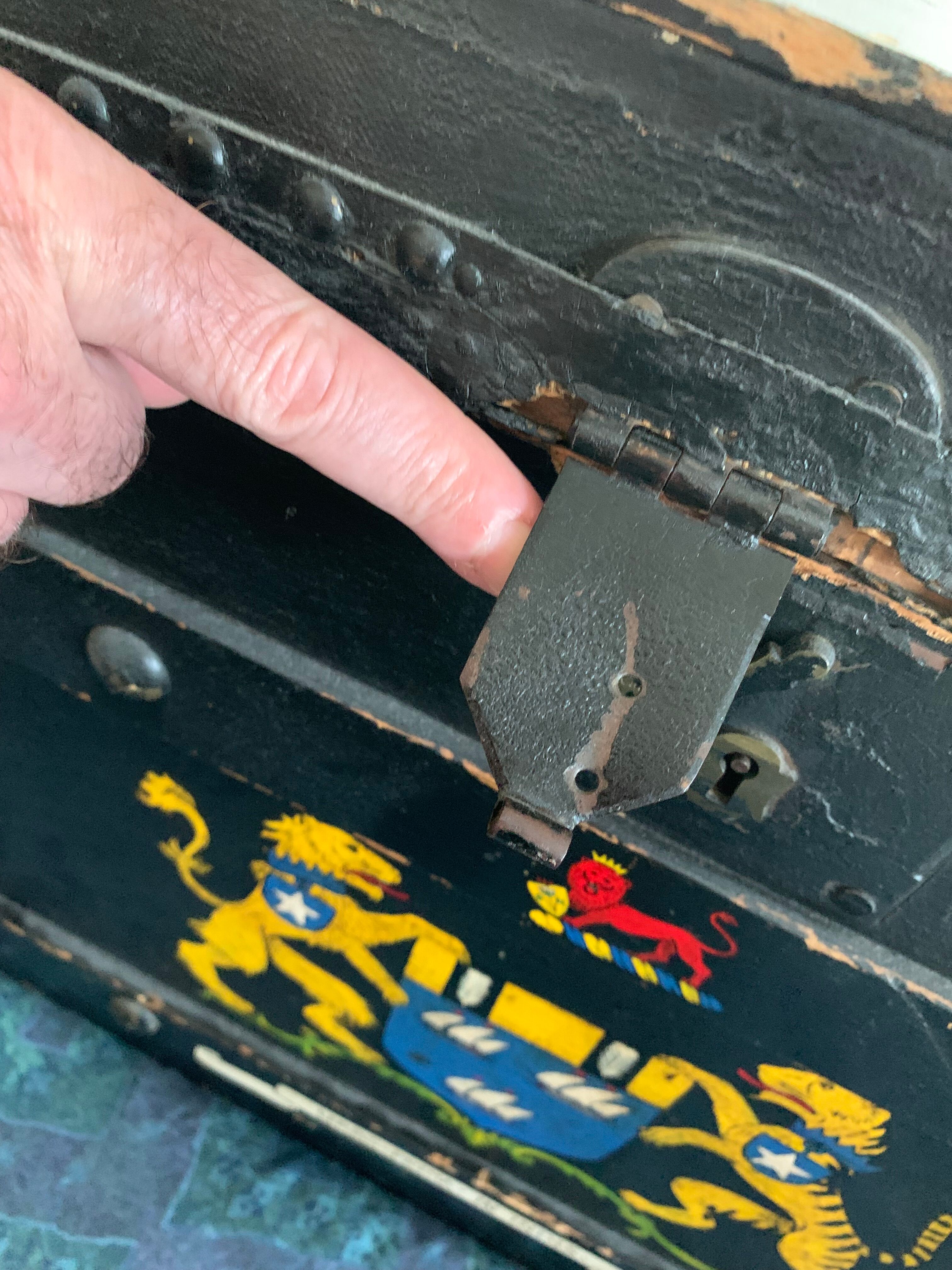 Antique painted English naval chest