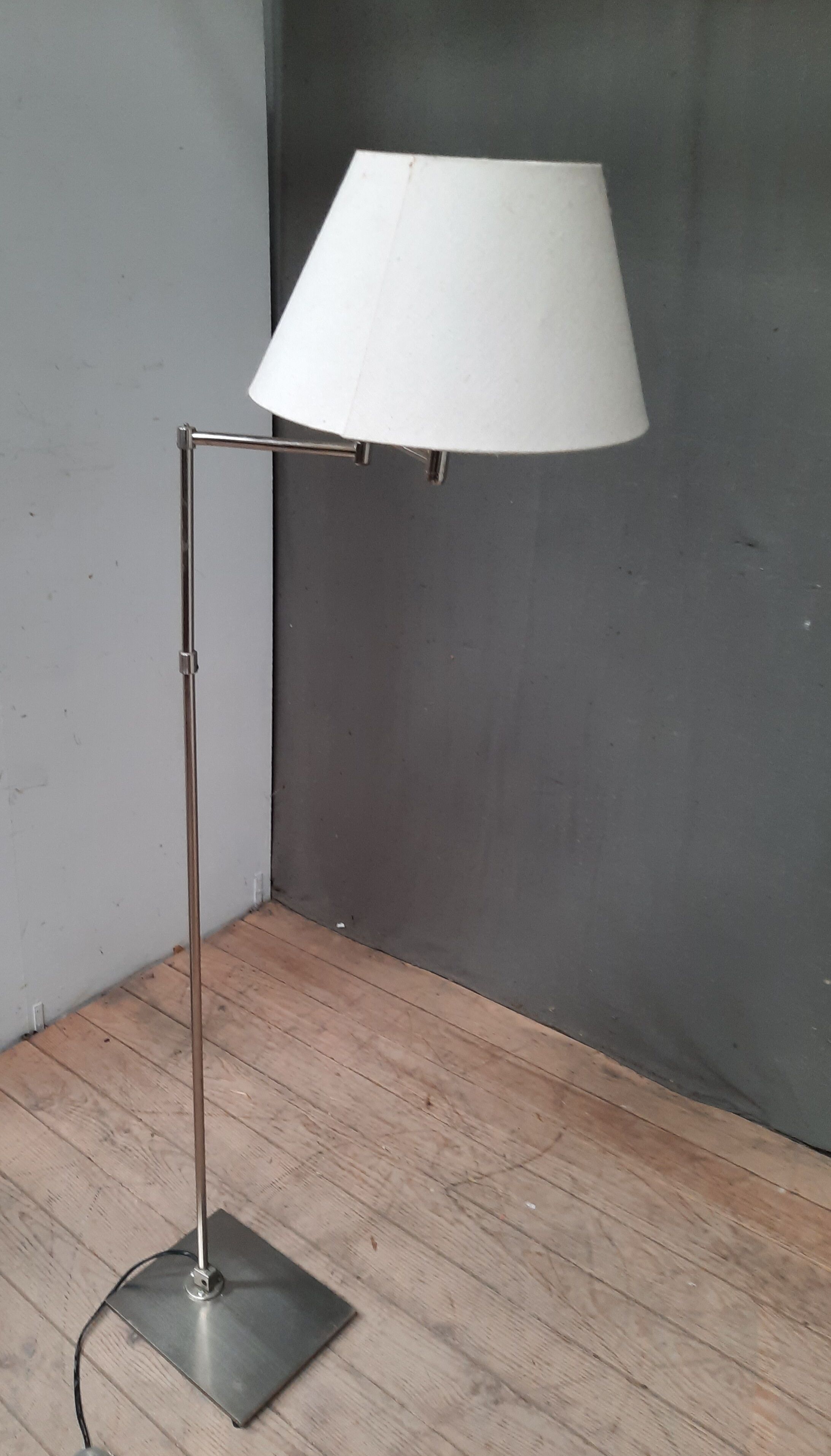 Brushed steel standing lamp