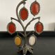 Vintage photo holder silver metal medallions