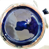 Klein blue terracotta pot set with silver metal