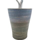 Mid-century style blue artistic ceramic vase, Gabriele Bucci Italy ca. 2000