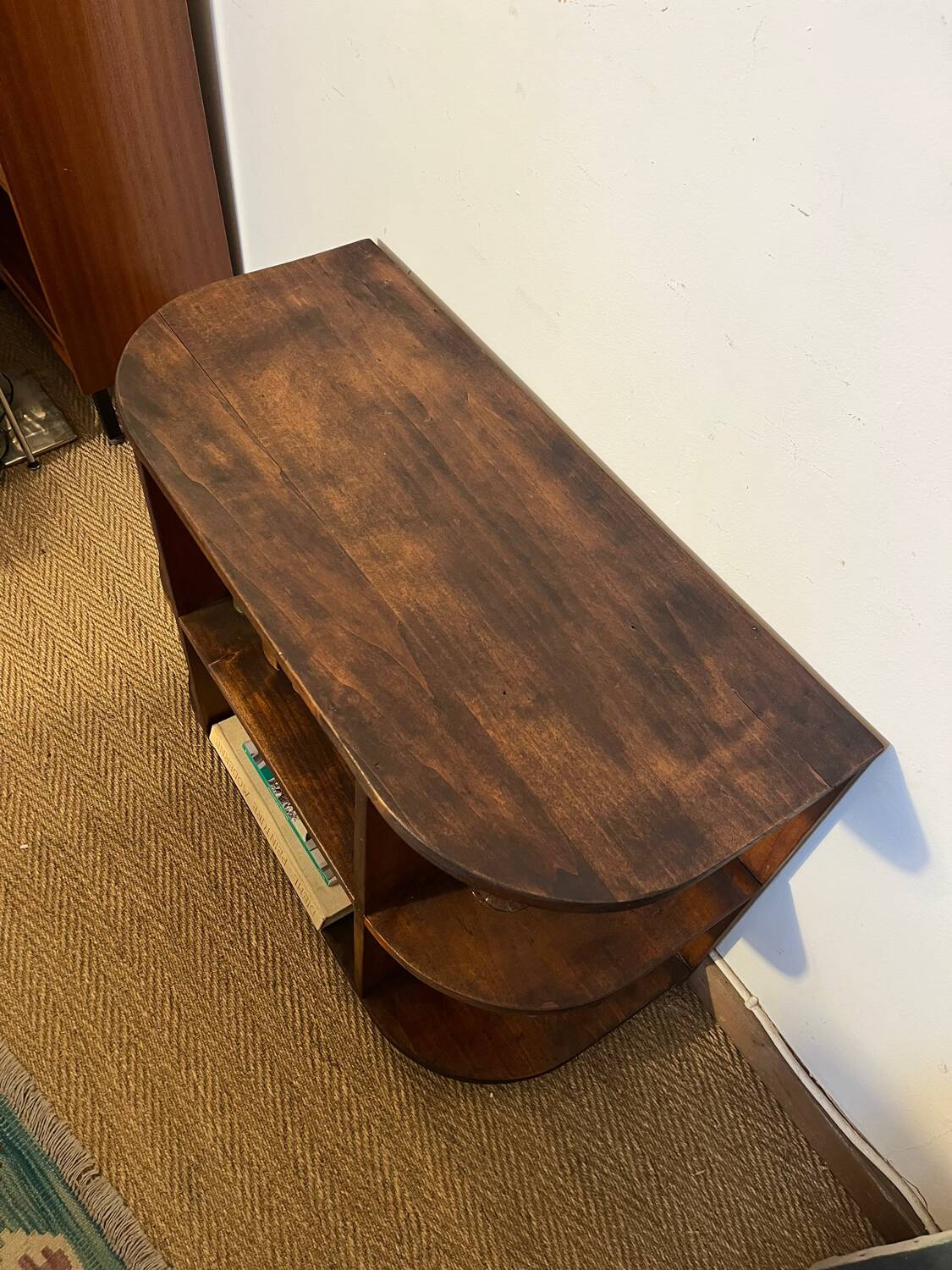 TV cabinet in a row with art deco wooden shelf
