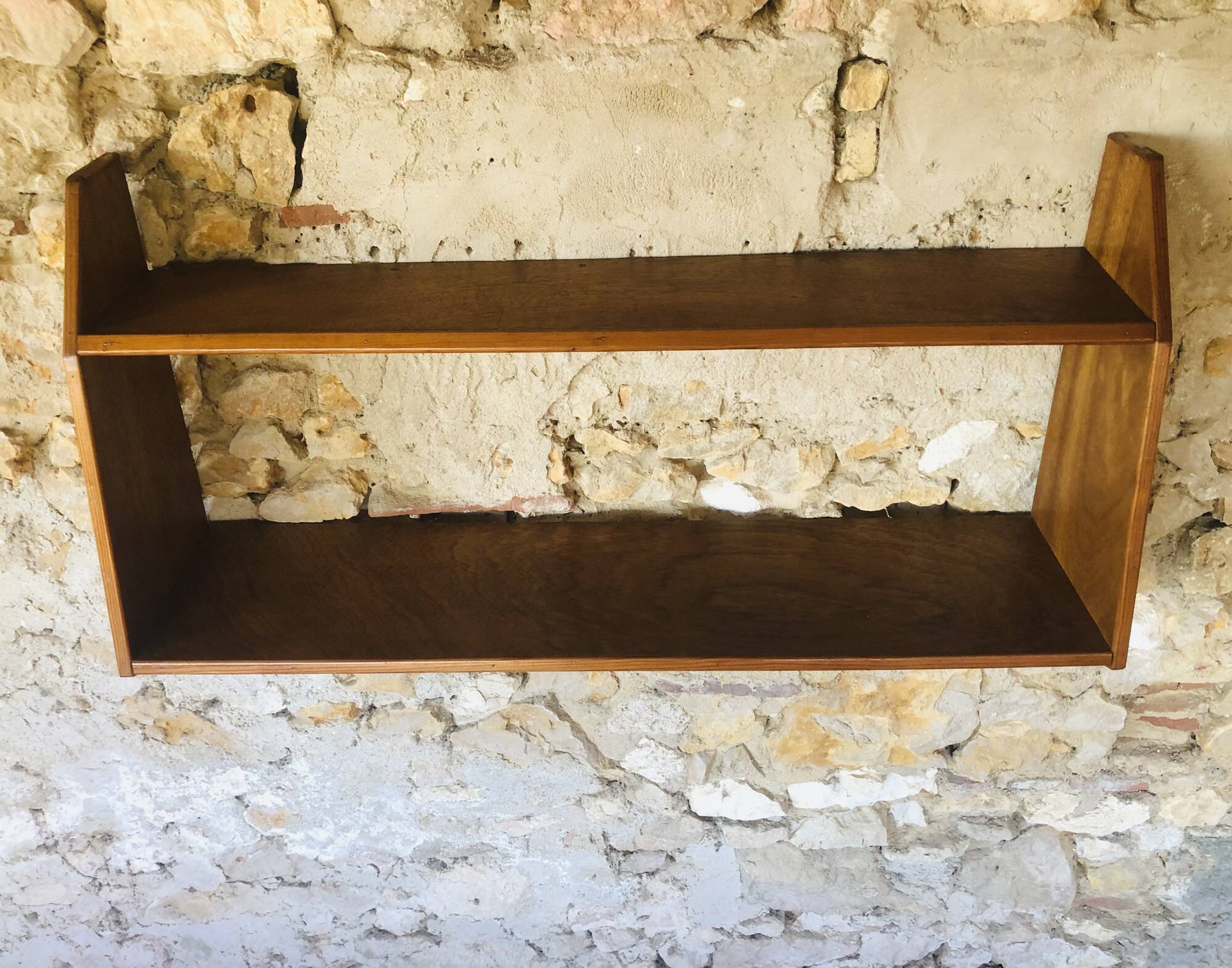 Vintage wall shelf with two shelves, 1970's