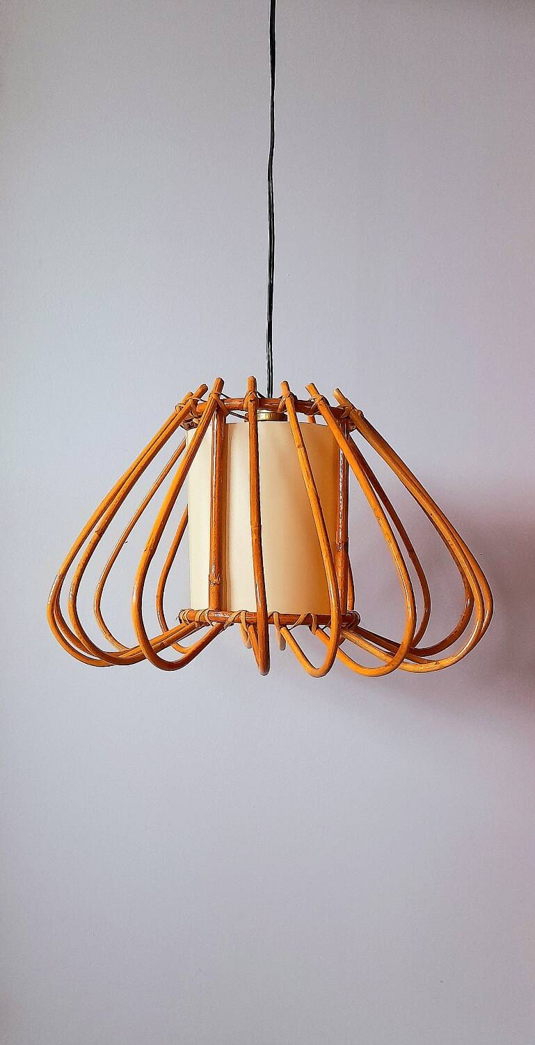 Rattan suspension, Louis Sognot 60s.
