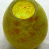 Tulipe ovoïde art déco à douille, verre jaune moucheté façon clichy, 3 dispo