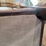 Pair of 70's wooden and tweed chairs
