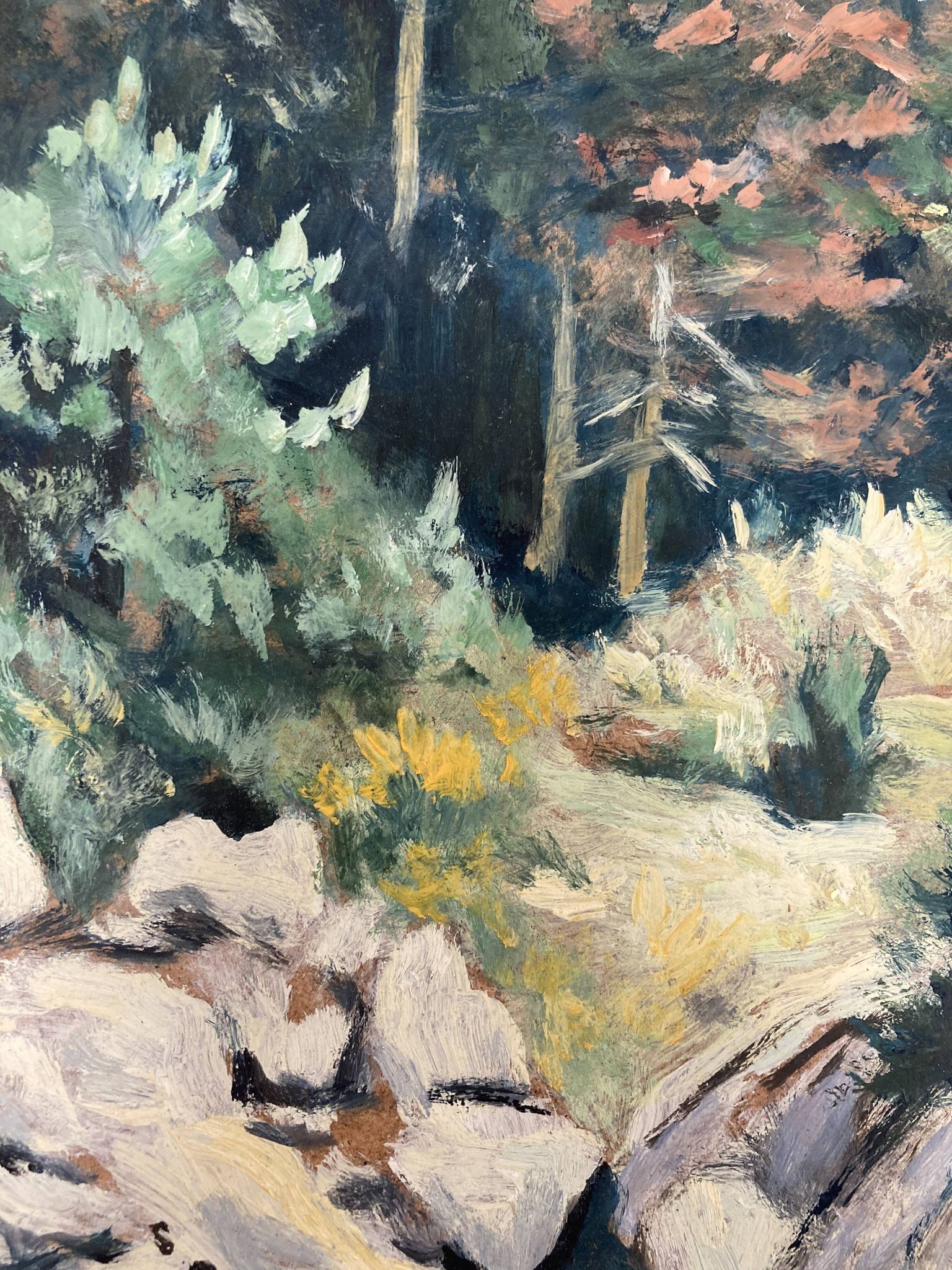 Oil on vintage panel signed