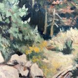 Oil on vintage panel signed