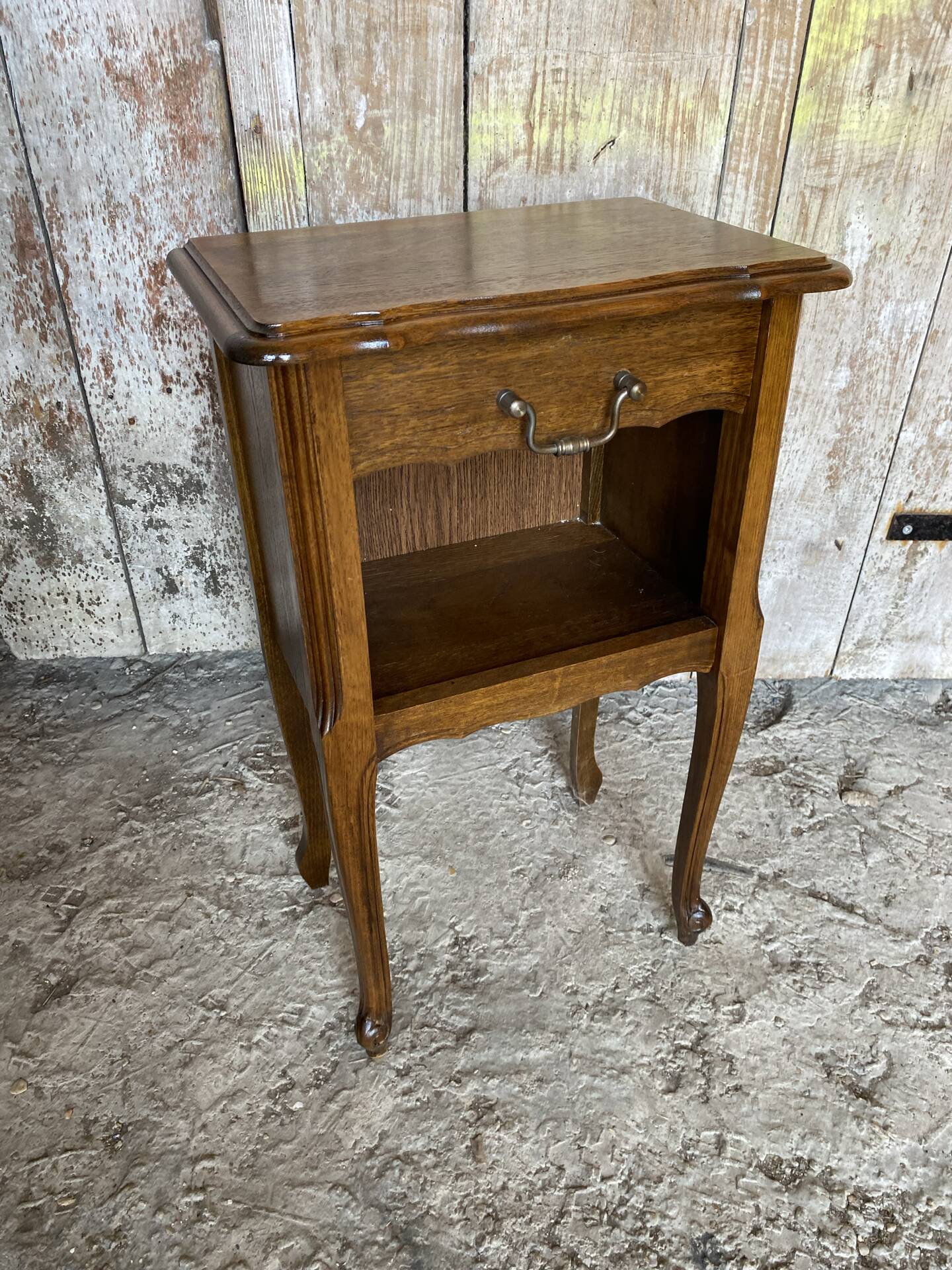 Antique nightstand louis xv style wood drawer + vintage case #e2
