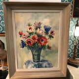 Tableau ancien à l'aquarelle signé de P Le Trividic, le bouquet