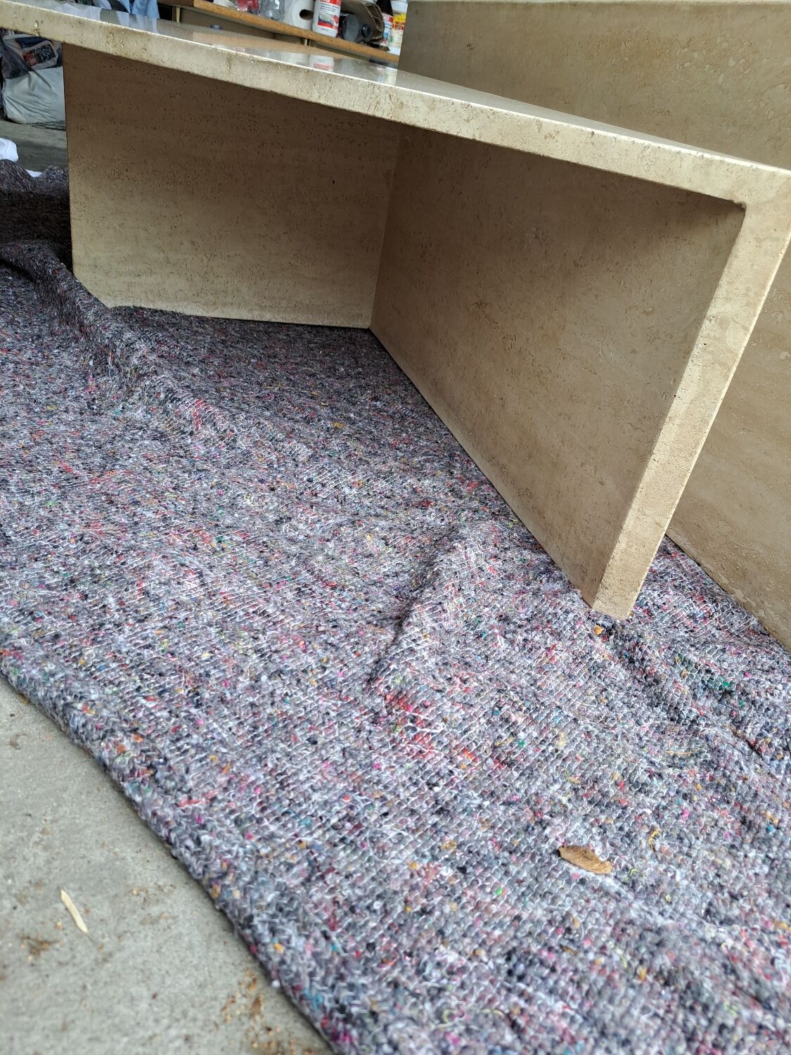 Travertine coffee table.