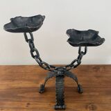 Pair of large wrought iron candlesticks 1950