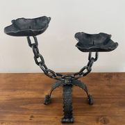 Pair of large wrought iron candlesticks 1950